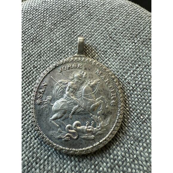 Other - Saint George Slays The Dragon Silver Coin Pendant 14.56g